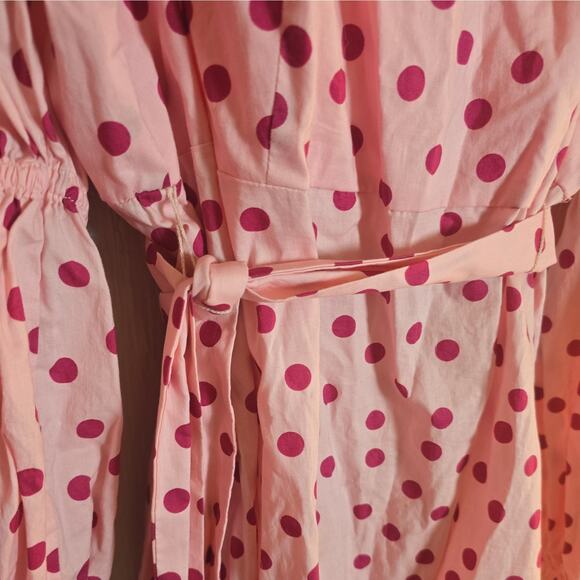 ELOQUII Maxi Shirt Dress Womens Plus 22 Polka Dot Cottagecore Tie-Waist - Picture 4 of 7